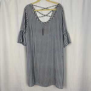 NaÏf stripe ruffle sleeve dress w/ removable necklace coastal flounce feminine